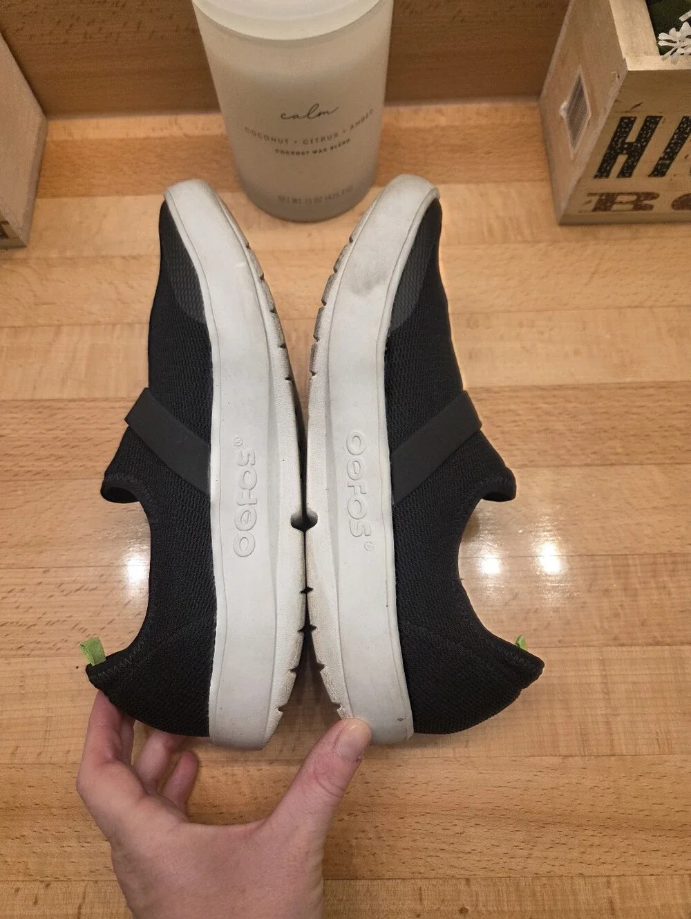 OOFOS OOmg Low Slip-on Recovery Shoes Black Mesh Women's Size 8